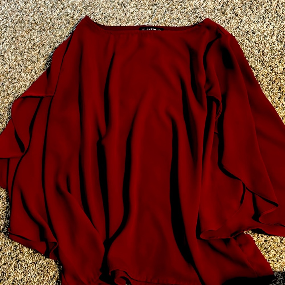 SHEIN flowy sleeve burgundy